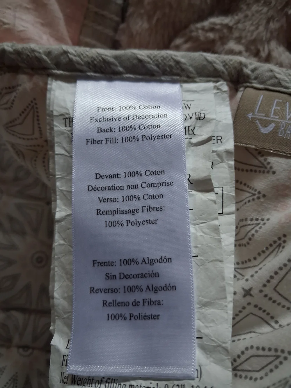 Levtex Pink, Gray & Cream Safari Animal Appliqué Baby Quilt